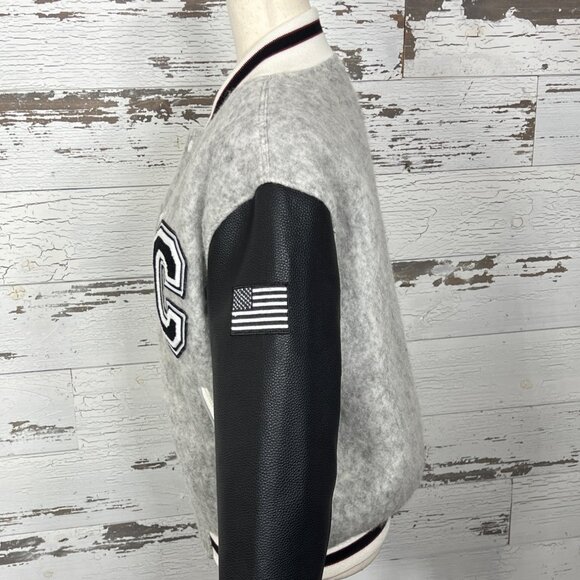 THE GREII ACS Varsity Jacket Letter C Gray/Black/White Sz M NWT - Picture 3 of 7